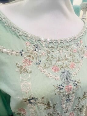 Beautiful Embroidered Floral detailed lace pearl sequins Maria . B. Dress